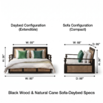 Los Angeles Printed Fabric Sofa Cum Bed with Cane Frame - Image 7