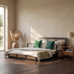 Los Angeles Printed Fabric Sofa Cum Bed with Cane Frame
