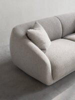 Velissa Looped Yarn Fabric Upholstered Beige Curved 4-Seater Sofa - Image 9