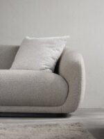 Velissa Looped Yarn Fabric Upholstered Beige Curved 4-Seater Sofa - Image 10