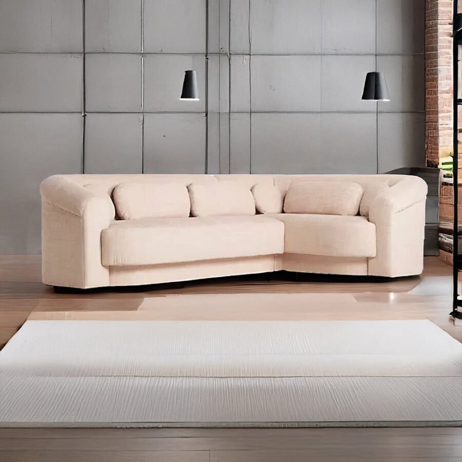 Illinois Fabric Upholstered Curved 4-Seater Sectional Sofa - Butter Pink