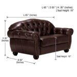 Elegant Leather Upholstered Chesterfield Tufted 2-Seater Sofa - Image 7