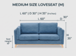 Luxury Chenille Fabric Upholstered 2-Seater Sofa - Aqua Blue - Image 5