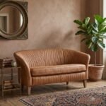 Retro Style Leather Upholstered 2-Seater Sofa – Loveseat Brunei Collection