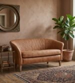 Retro Style Leather Upholstered 2-Seater Sofa – Loveseat Brunei Collection