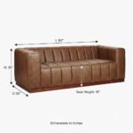 Contemporary Faux Leather Upholstered 3-Seater Sofa - Saddle Brown Finish - Image 5