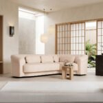 Illinois Fabric Upholstered Curved 4-Seater Sectional Sofa - Butter Pink