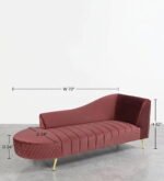Luxury Wine Red Velvet Chaise Lounger – Modern Curved Sofa with Gold Legs for Living Room - Image 4