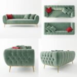 Lucera Pista Velvet Upholstered 3-Seater Sofa - Image 6
