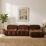 Soho Velvet Upholstered 4-Seater Sofa - Mocha Brown