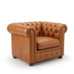 Georgia Genuine Leather Chesterfield Tufted Single Seater Sofa - Tan - Image 3