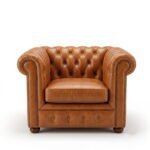 Georgia Genuine Leather Chesterfield Tufted Single Seater Sofa - Tan - Image 2