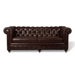 New Jersey Genuine Leather Chesterfield Tufted 3-Seater Sofa – Cocoa Brown - Image 2