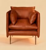Alaska Tan Waxy Leather Lounge Chair - Modern Single Seater Sofa - Image 6