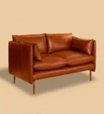 Alaska Berry Red Waxy Leather Two-Seater Sofa - Handmade Scandinavian Furniture - Image 8
