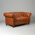 Maxico Genuine Leather Chesterfield Tufted Two-Seater Sofa – Tan - Image 3