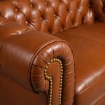 Maxico Genuine Leather Chesterfield Tufted Two-Seater Sofa – Tan - Image 6