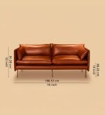 Alaska Tan Waxy Leather Three-Seater Sofa - Elegant & Durable - Image 4