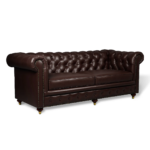New Jersey Genuine Leather Chesterfield Tufted 3-Seater Sofa – Cocoa Brown - Image 3