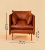 Alaska Tan Waxy Leather Lounge Chair - Modern Single Seater Sofa - Image 5