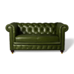 Maxico Genuine Leather Chesterfield Tufted Two-Seater Sofa - Deep Forest - Image 3