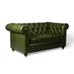 Maxico Genuine Leather Chesterfield Tufted Two-Seater Sofa - Deep Forest - Image 2