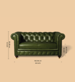 Maxico Genuine Leather Chesterfield Tufted Two-Seater Sofa - Deep Forest - Image 5