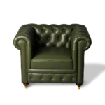 Georgia Genuine Leather Chesterfield Tufted Single Seater Sofa – Deep Forest - Image 8