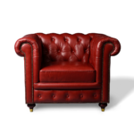 Georgia Genuine Leather Chesterfield Tufted Single Seater Sofa – Brown - Image 3