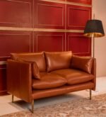 Alaska Berry Red Waxy Leather Two-Seater Sofa - Handmade Scandinavian Furniture - Image 7