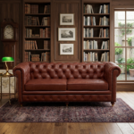 New Jersey Genuine Leather Chesterfield Tufted 3-Seater Sofa - Brown - Image 8