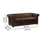 New Jersey Genuine Leather Chesterfield Tufted 3-Seater Sofa – Cocoa Brown - Image 6