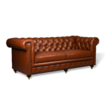 New Jersey Genuine Leather Chesterfield Tufted 3-Seater Sofa - Brown - Image 2