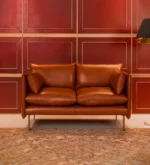 Alaska Berry Red Waxy Leather Two-Seater Sofa - Handmade Scandinavian Furniture - Image 6