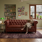 New Jersey Genuine Leather Chesterfield Tufted 3-Seater Sofa - Brown - Image 3