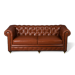 New Jersey Genuine Leather Chesterfield Tufted 3-Seater Sofa - Brown - Image 4