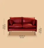 Alaska Berry Red Waxy Leather Two-Seater Sofa - Handmade Scandinavian Furniture - Image 5