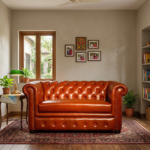 Maxico Genuine Leather Chesterfield Tufted Two-Seater Sofa – Tan
