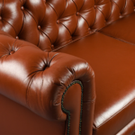 New Jersey Genuine Leather Chesterfield Tufted 3-Seater Sofa - Brown - Image 6