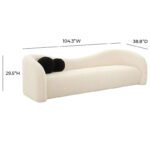 Amara Boucle Upholstery Three-Seater Curved Sofa - Beige & Grey - Image 7