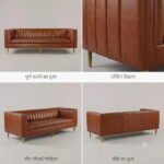 Channel Genuine Leather Three-Seater Sofa - Image 7