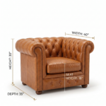 Georgia Genuine Leather Chesterfield Tufted Single Seater Sofa - Tan - Image 10