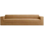 Scandinavian Elegance Leather Upholstered Three-Seater Sofa - Caramel Brown - Image 4