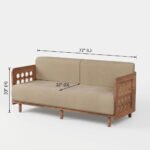 Beige Wooden 3 Seater Sofa – Modern Minimalist Living Room Piece - Image 4