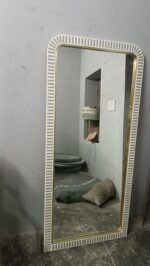 Bone Inlay Floor Mirror – Grey Waterfall Design Full-Length Decorative Mirror for Bedroom & Living Room - Image 3