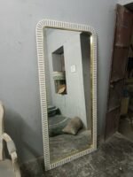 Bone Inlay Floor Mirror – Grey Waterfall Design Full-Length Decorative Mirror for Bedroom & Living Room - Image 9