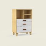 Modern Wooden Chest of Drawers | Open Shelf Storage Unit - Image 2