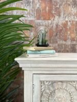 Hand-Carved Mango Wooden Cabinet - 2 Door Grey| Vintage Floral Storage - Image 13