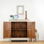 Hand-Carved Mango Wooden Cabinet - 2 Door Grey| Vintage Floral Storage - Image 4