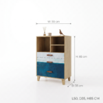 Modern Blue & White Wooden Chest of Drawers with Shelves - Image 6